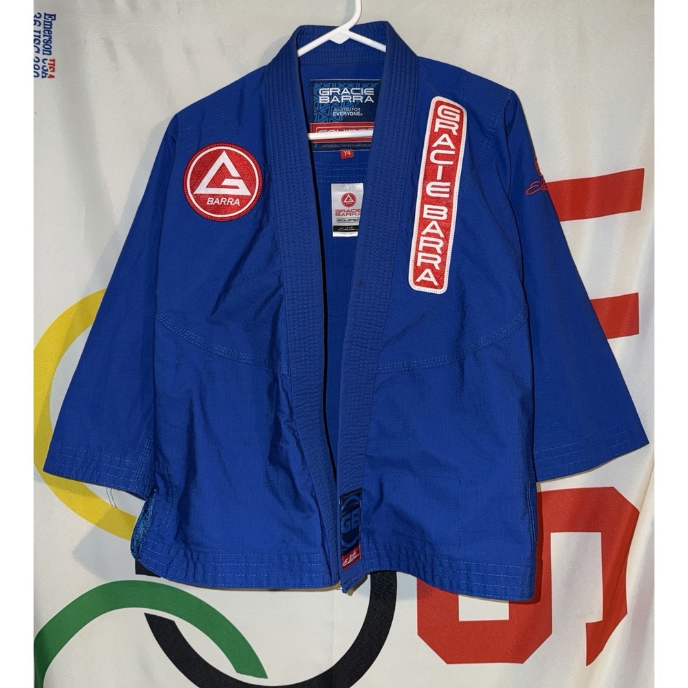 Gracie Barra Kimono Gi Jacket Youth Y4 Blue MMA Jiu Jitsu Uniform TOP ONLY